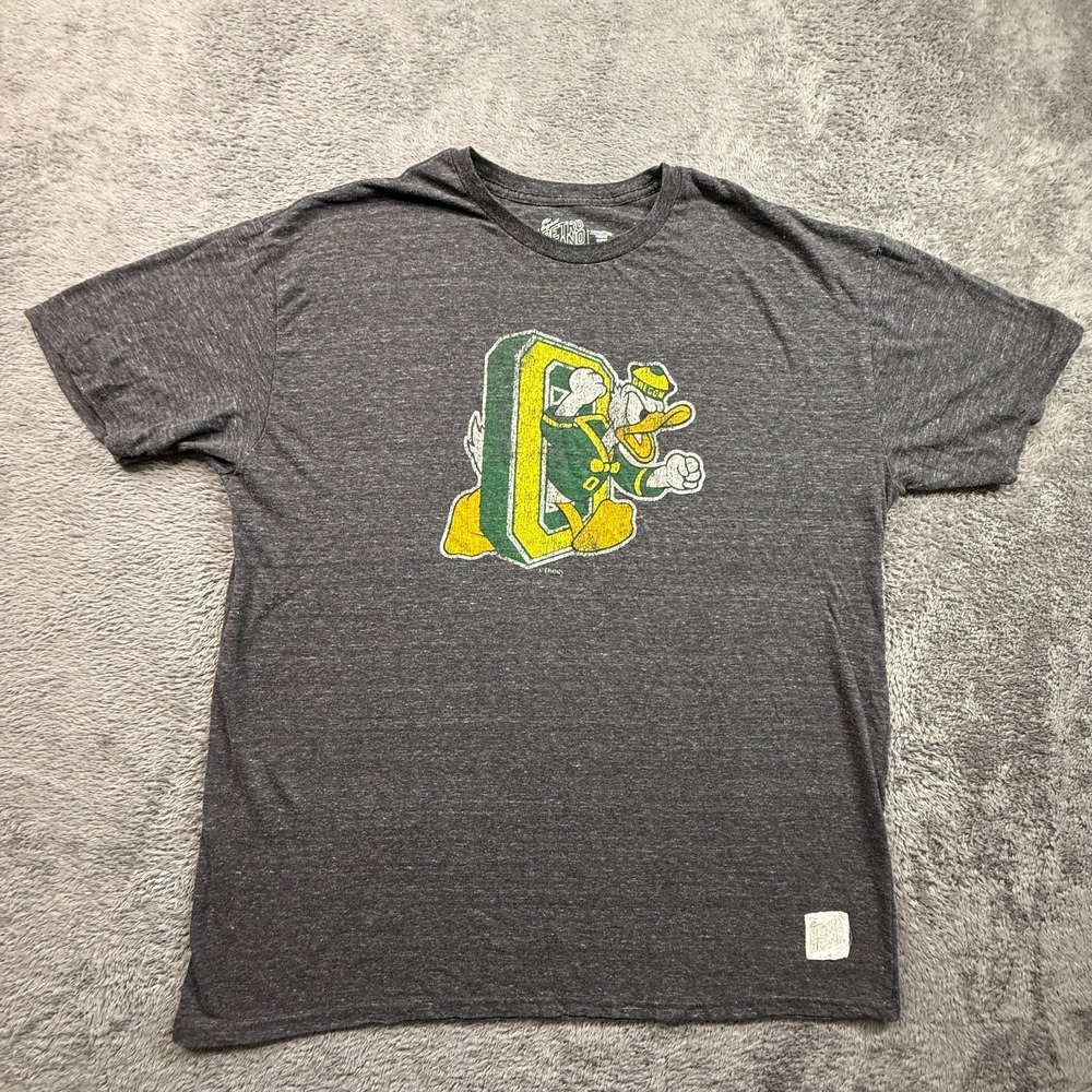 Oregon Ducks Retro Donald Duck Tee Shirt Mens XXL Heather Gray Retro Brand